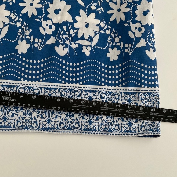 Faded Glory Top 2X Blue White Floral Blouse Mature Summer Retro Relaxed Y2K 90’ - Picture 7 of 11